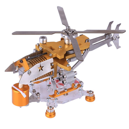 Helicopter-Themed Armored Stirling Engine Model Kit with Vacuum Mechanism Vacuum Engine Diyengmod