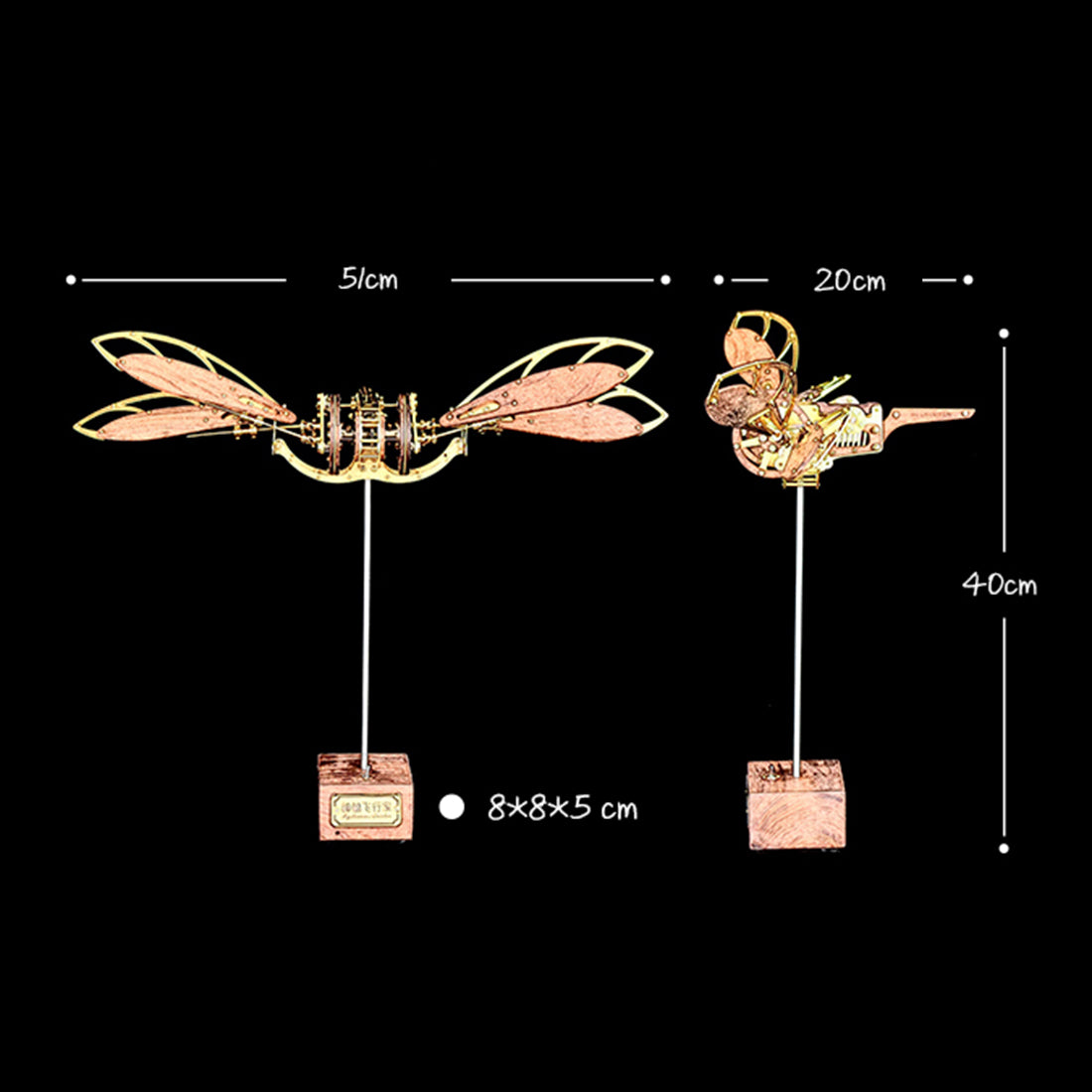 Dragonfly-Inspired 3D Mechanical Aircraft DIY Model Kit - Metal and Wood Assembly for All Ages DIY Engine Diyengmod