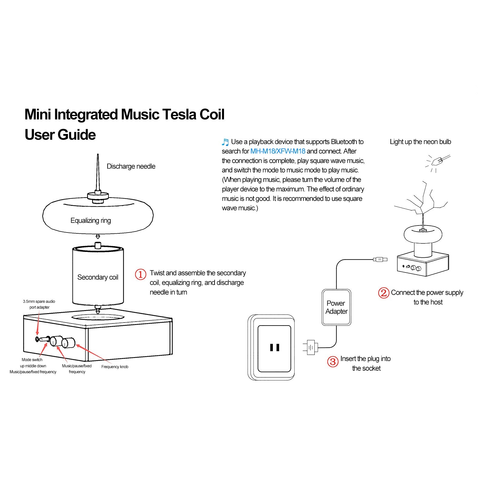 Bluetooth-Enabled 2-in-1 Tesla Coil with 25cm Lightning Display and Music Function Diyengmod