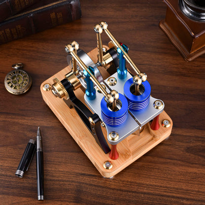 ENJOMOR Advanced Alpha Dual Cylinder Hot Air Stirling Engine Model Stirling Engine Diyengmod