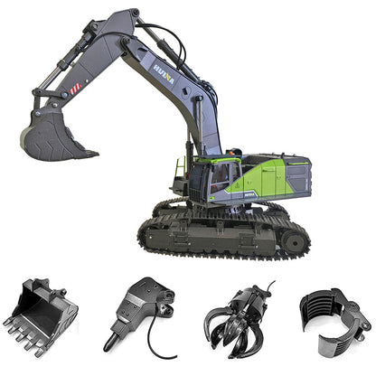 HUI NA 4-in-1 1:14 Scale Remote Control Excavator with 22 Channels – Perfect Engineering Vehicle Gift for Kids, Teens, and Adults RC Truck Diyengmod