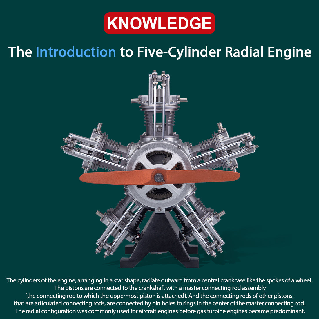 Build Your Own Functional 5 Cylinder Radial Engine Model Kit - TECHING 1:6 Scale Full Metal Engine Kit with 230+ Parts Engine Model Diyengmod