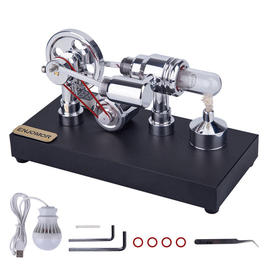 Educational Metal Gamma Stirling Engine Model with LED Bulb – Perfect Science Gift for Kids Stirling Engine Diyengmod