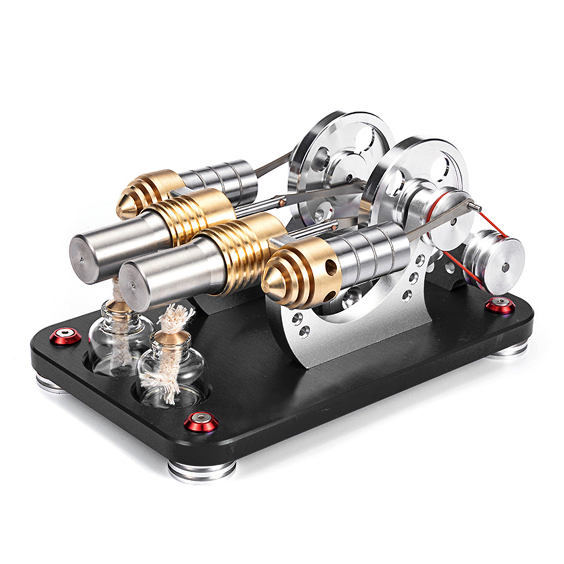 Dual Cylinder Stirling Engine Model - High-Quality Metal Micro External Combustion Engine for DIY Projects Stirling Engine Diyengmod