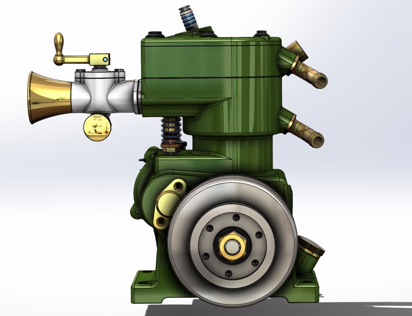 MUSA FV1A 7cc Vertical Single Cylinder Four-Stroke Gasoline Engine - Retro Flathead Design for Model Boats - DiyEngMod