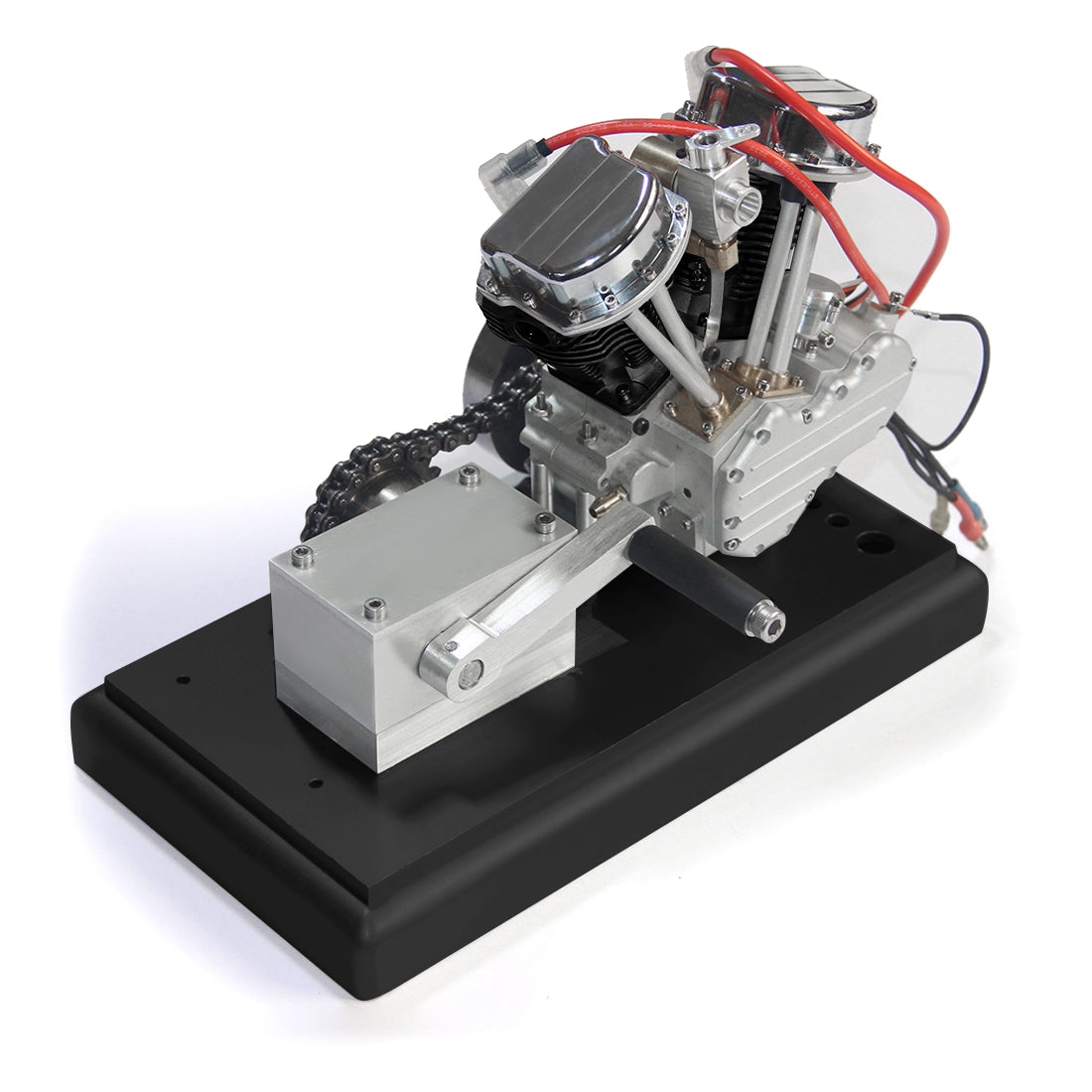 CISON FG-9VT 9cc V-Twin Gasoline Engine with Enhanced Kick Starter Kit and Base - DIY Engineering Modification Engine Models Diyengmod Black