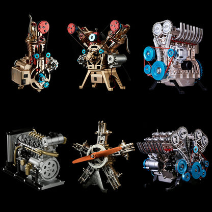 TECHING DIY Full Metal Car Engine Model Kits - Create Realistic Engine Models for Learning and Collection Engine Models Diyengmod One Click for All